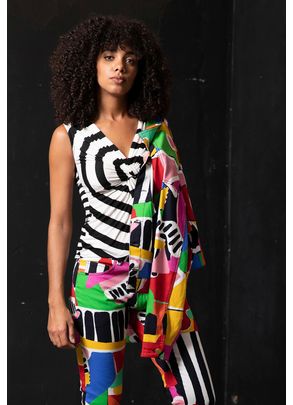 BLUSA ALVO MALHA LISTRA