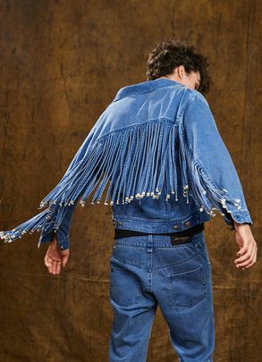JAQUETA SLIM FRANJA JEANS